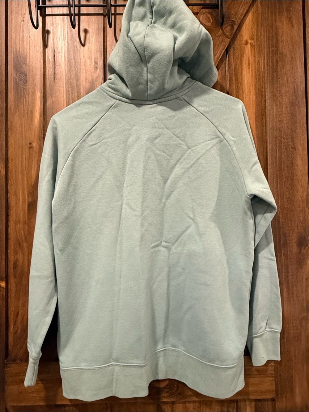 The North Face light Teal- Green Hoodie with Red Logo Patch - Picture 5 of 7